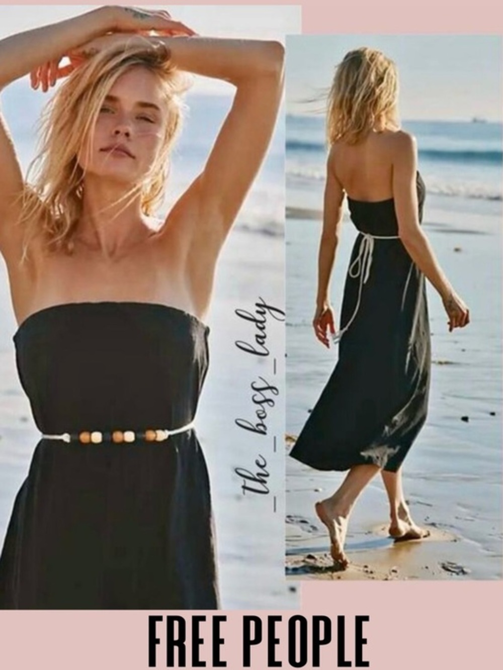 Free People dress maxi cotton belted strapless